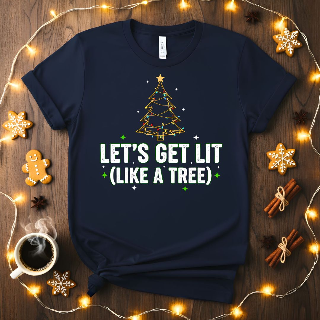 Let's Get Lit Funny Party Christmas T-Shirt