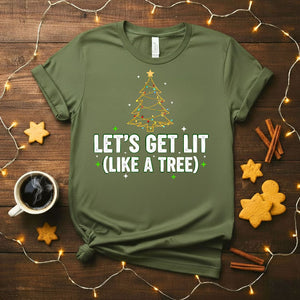Let's Get Lit Funny Party Christmas T-Shirt
