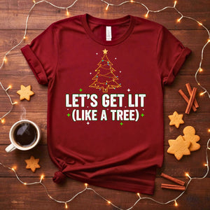 Let's Get Lit Funny Party Christmas T-Shirt