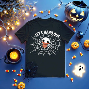 Let’s Hang Out Funny Halloween Tee with bat graphic