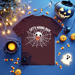 Let’s Hang Out Funny Halloween Tee with bat graphic
