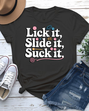 Lick It, Slide It, Suck It – Vibrant and Playful Ice Lolly Tee by Memez Store