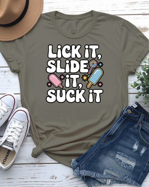 Lick It, Slide It, Suck It – Vibrant and Playful Ice Lolly Tee by Memez Store