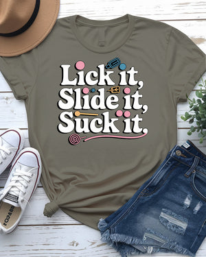 Lick It, Slide It, Suck It – Vibrant and Playful Ice Lolly Tee by Memez Store