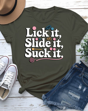 Lick It, Slide It, Suck It – Vibrant and Playful Ice Lolly Tee by Memez Store