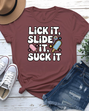 Lick It, Slide It, Suck It – Vibrant and Playful Ice Lolly Tee by Memez Store