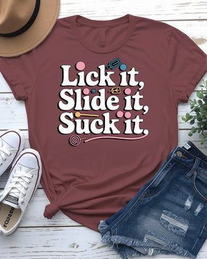 Lick It, Slide It, Suck It – Vibrant and Playful Ice Lolly Tee by Memez Store