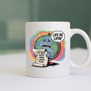Sustainable ceramic coffee mug with Life Be Lifin design