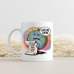 Sustainable ceramic coffee mug with Life Be Lifin design