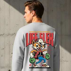 Life Flex streetwear sweatshirt with urban hip hop crewneck graphic design