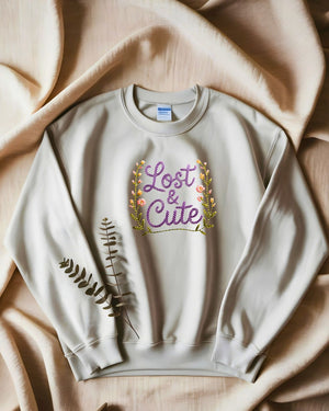 “Minimalist embroidered Lost and Cute sweatshirt unisex