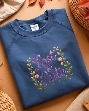 “Minimalist embroidered Lost and Cute sweatshirt unisex