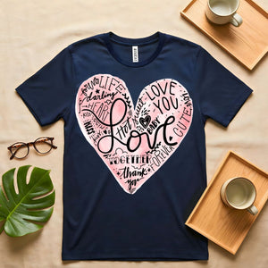 Trendy heart shape t-shirt for love themed fashion