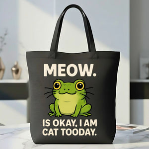 MEOW Frog Tote Bag with speak meow design