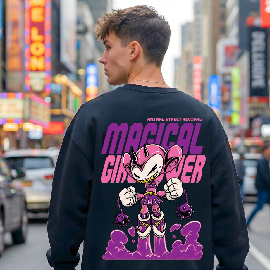 Magical graver animal street revival crewneck sweatshirt