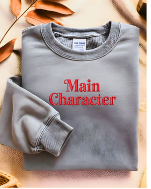 Funny meme embroidered main character crewneck