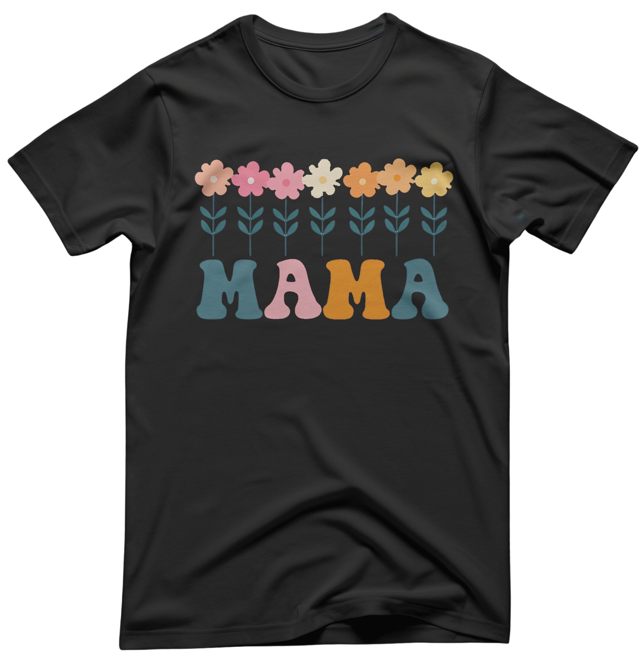 Soft cotton Mama tee with blooming flower typography