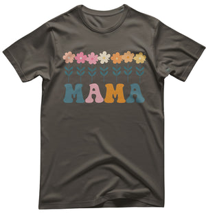 Soft cotton Mama tee with blooming flower typography