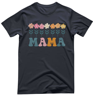 Soft cotton Mama tee with blooming flower typography