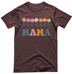 Soft cotton Mama tee with blooming flower typography