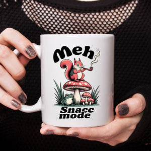 Meh Snack Mode funny meme ceramic coffee mug