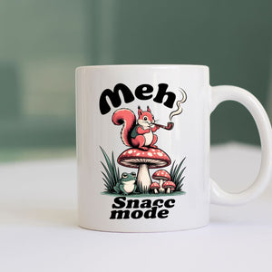 Meh Snack Mode funny meme ceramic coffee mug