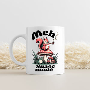 Meh Snack Mode funny meme ceramic coffee mug