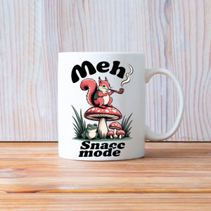 Meh Snack Mode funny meme ceramic coffee mug