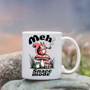Meh Snack Mode funny meme ceramic coffee mug