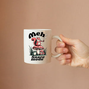 Meh Snack Mode funny meme ceramic coffee mug