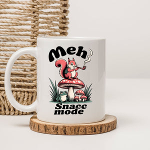 Meh Snack Mode funny meme ceramic coffee mug