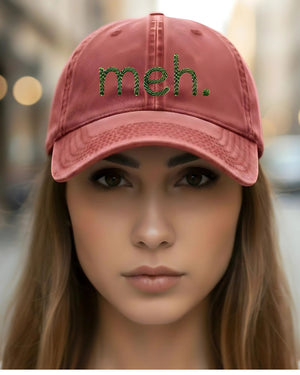 Funny Meh embroidered cap sarcastic cotton baseball hat”