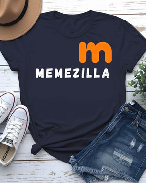 Memezilla Funny Typographical Tee in bold text design displayed on unisex shirt