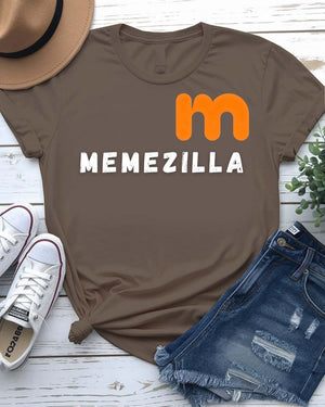 Memezilla Funny Typographical Tee in bold text design displayed on unisex shirt