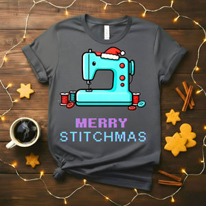 Merry Stitchmas Meme Funny T-Shirt with Stitch in Santa hat
