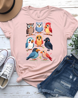 Minimalist bird silhouette design printed on Birds Tee by Memez Store