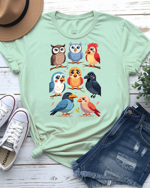 Minimalist bird silhouette design printed on Birds Tee by Memez Store