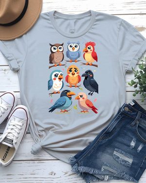 Minimalist bird silhouette design printed on Birds Tee by Memez Store