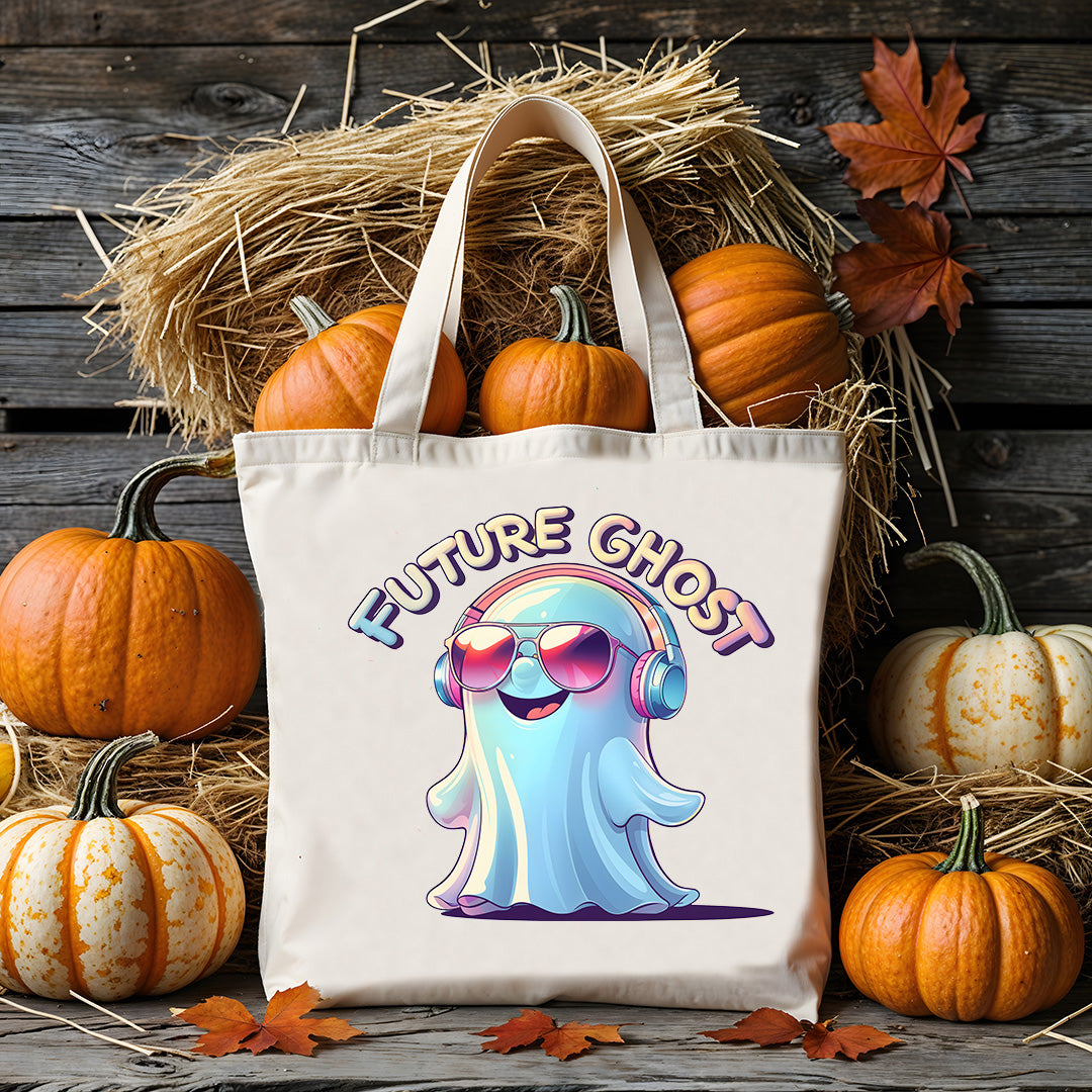 Model wearing “Future Ghost” tee while sipping coffee alone