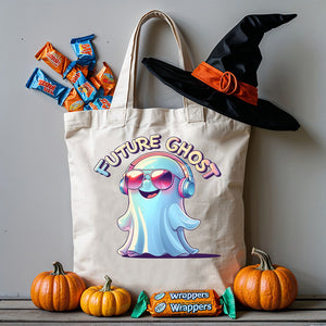 Model wearing “Future Ghost” tee while sipping coffee alone