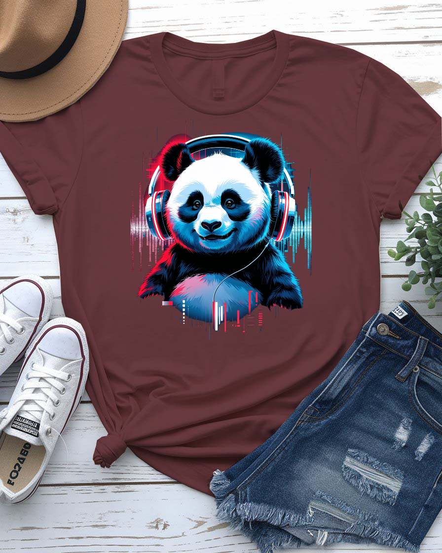 “Music Panda EDM Colors Funny Tee – Memez Store front angle”