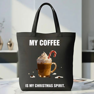 My Coffee is My Christmas Spirit funny holiday tote bag