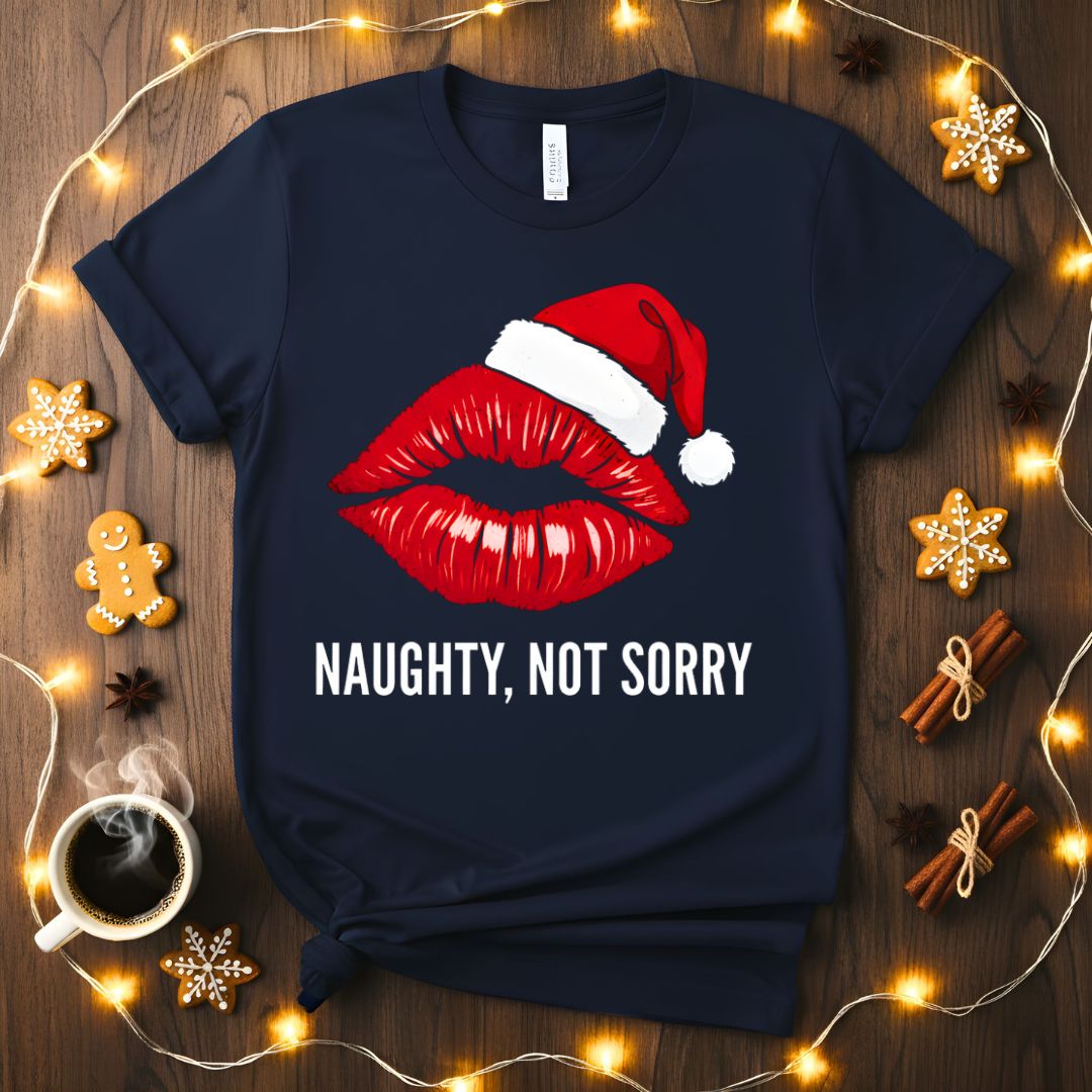 Naughty Not Sorry Funny Sassy Christmas T-Shirt