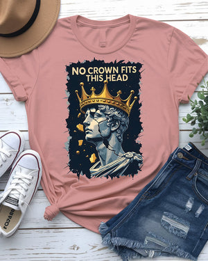 No Crown Fits This Head meme tee by Memez Store – sarcastic royalty rebellion shirt