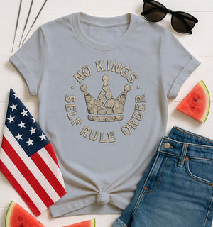 No Kings Self Rules Funny Meme T-shirt by Memez Store with anarchist humor design
