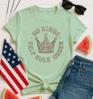 No Kings Self Rules Funny Meme T-shirt by Memez Store with anarchist humor design