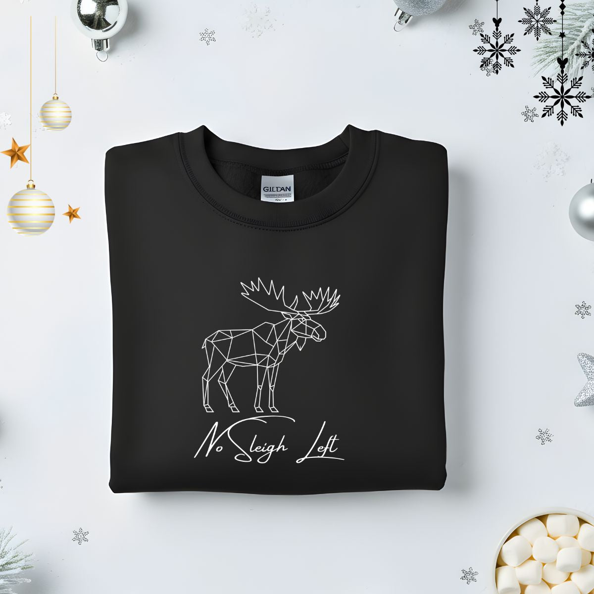 No Sleigh Embroidered Sweatshirt – minimalist funny Christmas fleece pullover, embroidered holiday meme apparel by Memez.Store