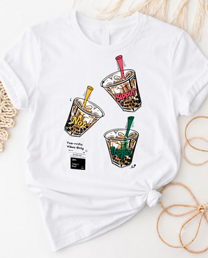 Not trippin bubble tea graphic t-shirt with cute boba cup and smile