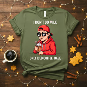 Only Iced Coffee Christmas Meme Funny Tee for coffee lovers, iced coffee Christmas t-shirt for men and women, funny meme caffeine shirt for holiday gifting, cool Christmas coffee apparel 2025 by Memez Store