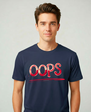 Oops Typographical Meme Funny Tee – Funny typo meme t-shirt with bold “Oops” text design.